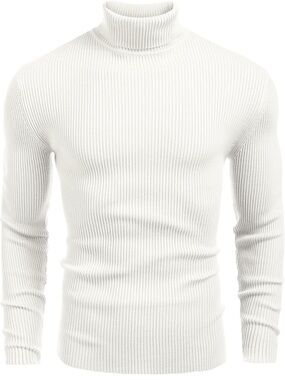MM1 Men's Ribbed Turtleneck Sweater - Winter White